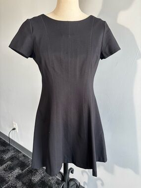 Banana Republic Black Short-Sleeve Fit-and-Flare Mini Dress